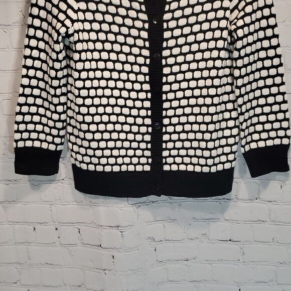Chico's black and white button front cardigan - Picture 3 of 6